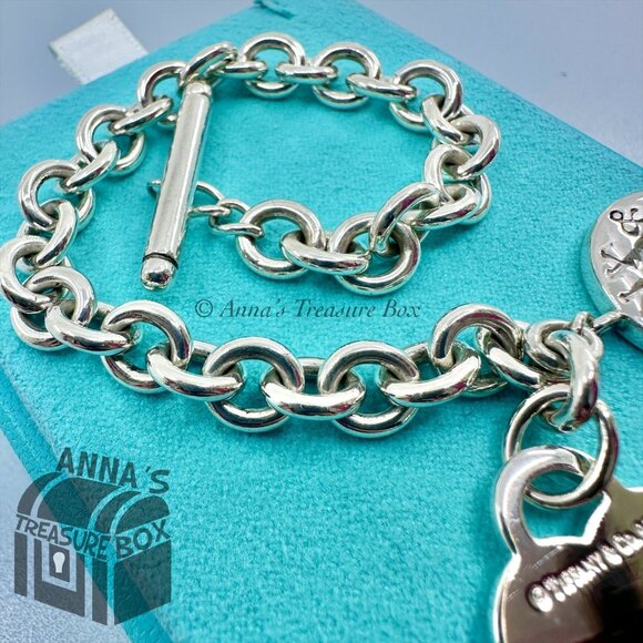 Tiffany & Co. 925 Silver MED RTT Heart Tag Toggle 8.5" Bracelet (pouch) - Picture 5 of 8